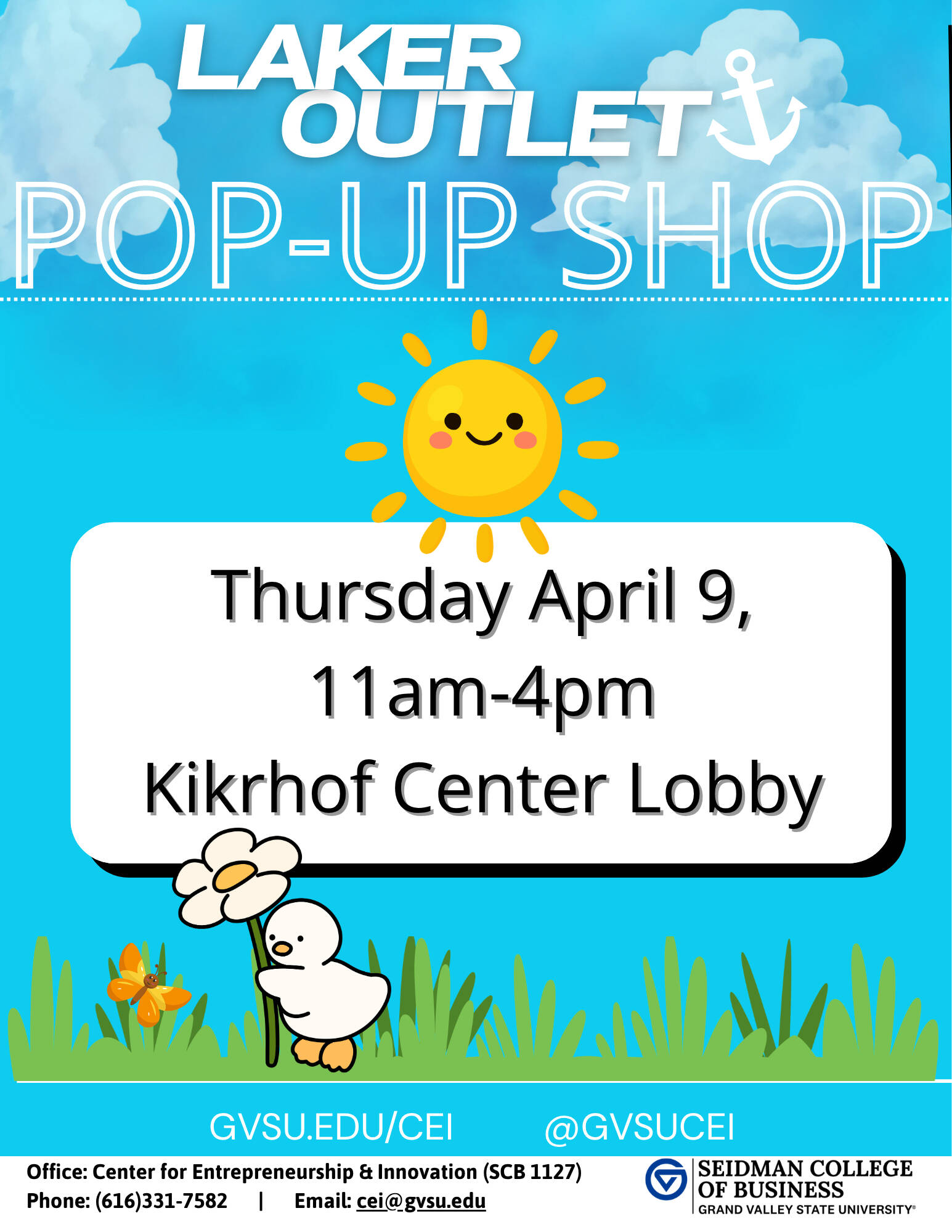 Pop-up shop Thursday, April 9th, 2025, in Kirkhof Lobby from 11am - 4pm.